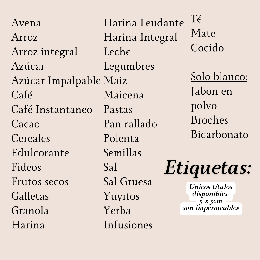 Lista de etiquetas disponibles